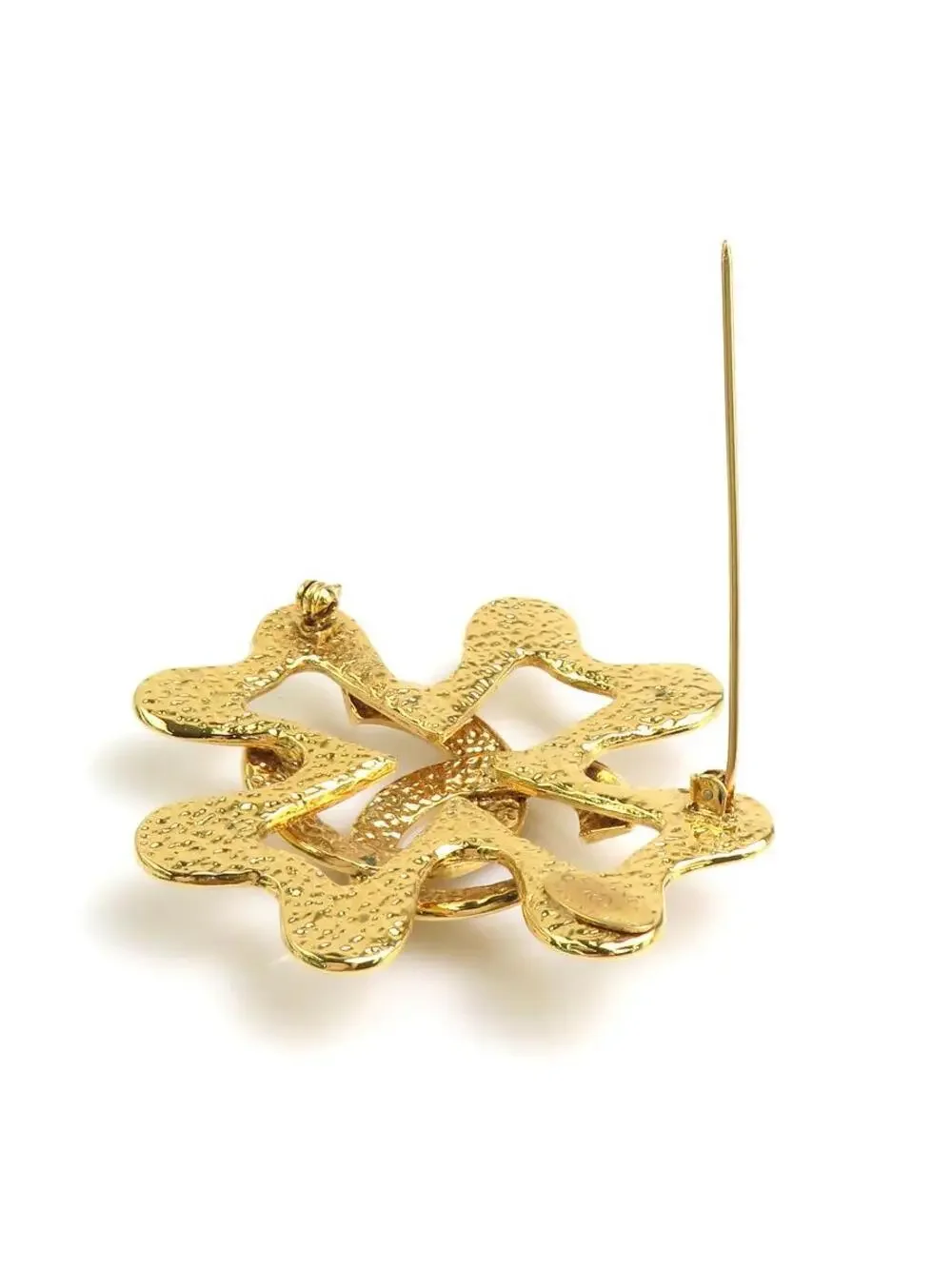 Auth Chanel Vintage Cc Logo Brooch Gold #302710C46B